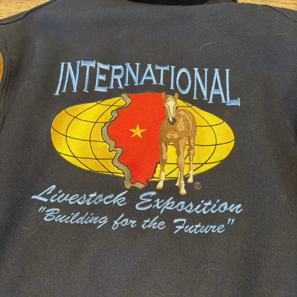 VTG International Livestock Exposition Mens L Wool Bomber Jacket Full Button USA